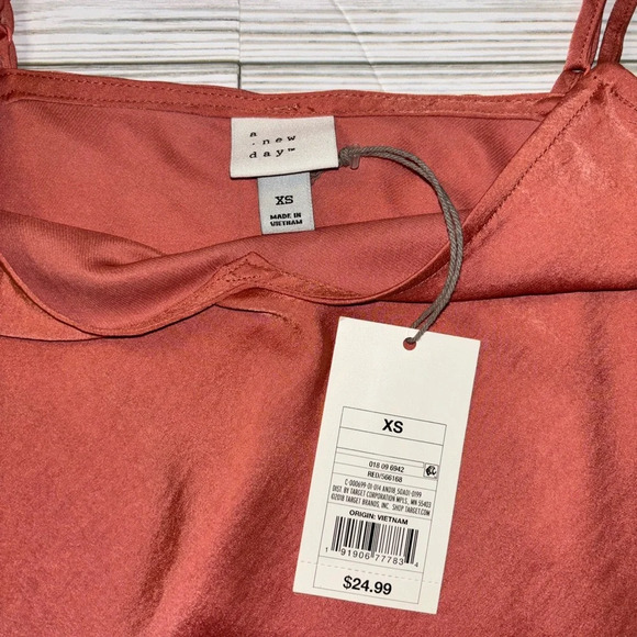 A New Day coral satin midi dress size XS NWT - Picture 4 of 5